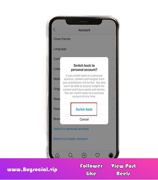 Converting a business account to a personal account on Instagram