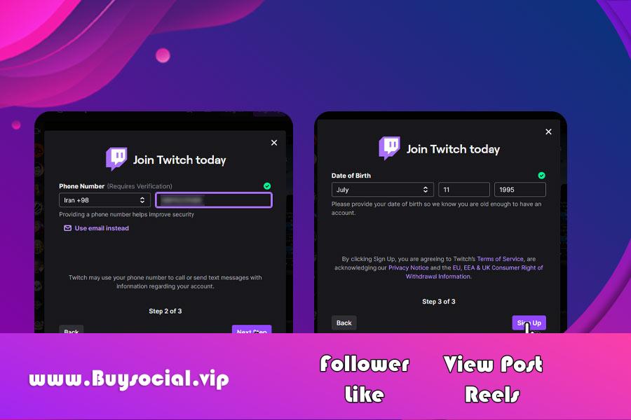 How to register and create an account on Twitch 2